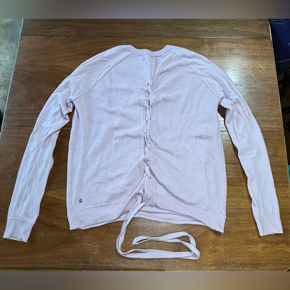 Lululemon Tied To You Misty Pink Sweater Size 10 Needs Hole Repaired - Picture 5 of 12